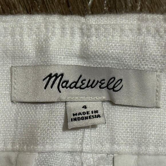 NWT MADEWELL Button- Tab Linen High Rise Shorts Size 4 White {NR095} - Picture 9 of 16